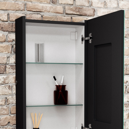 Зеркальный шкаф Bau Elite 35х65 Black Edition Soft touch, LED, сенсор, черный правый