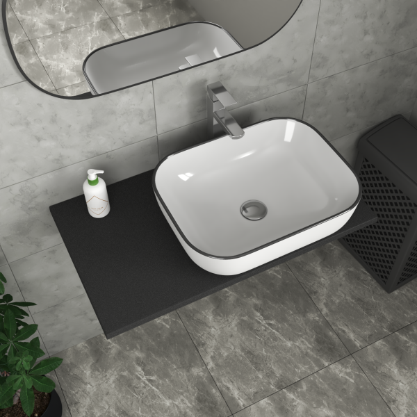 Столешница кварц под накладную раковину BAU Hotel 80 с кронштейнами, черный металлик - MRY0013