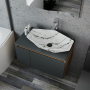 Комплект для ванной, 4 предмета (Тумба подвесная Bau Blackwood 80 графит + Раковина BAU 64х40, мрамор + Смеситель Hotel Still, выпуск черный)