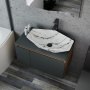 Комплект для ванной, 4 предмета (Тумба подвесная Bau Blackwood 80 графит + Раковина BAU 64х40, мрамор + Смеситель Hotel Black, черный, выпуск черный)