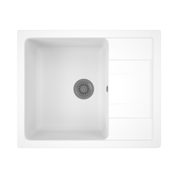 Мойка для кухни оборачиваемая с крылом BAU Stil White snow 61х50, выпуск с сифоном в комплекте, белый снег