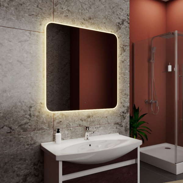 Зеркало Bau Palace Limited Edition 800х800, сенсор на взмах, c LED подсветкой, защитный корпус с высокой светопроницаемостью, теплый свет