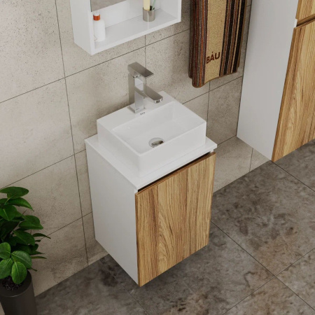 Раковина прямоугольная накладная BAU Cerama Mini 33х28, с отверстием под смеситель, белая
