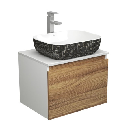 Комплект для ванной, 3 предмета (тумба Bau Dream Blackwood 60 + раковина BAU Stil Black White 50х40, белая/черная, смеситель высокий Hotel Still)