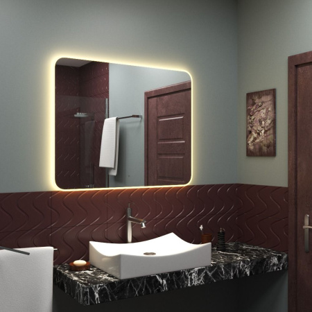 Зеркало Bau Palace Limited Edition 1000х800, сенсор на взмах, c LED подсветкой, защитный корпус с высокой светопроницаемостью, теплый свет