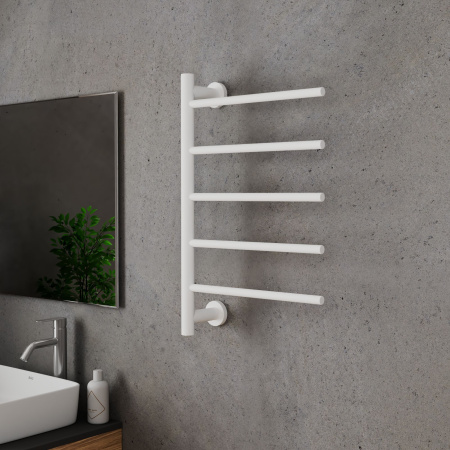 Полотенцесушитель дизайнерский электрический BAU Nimb White 62,5х40, подключение нижнее, белый матовый