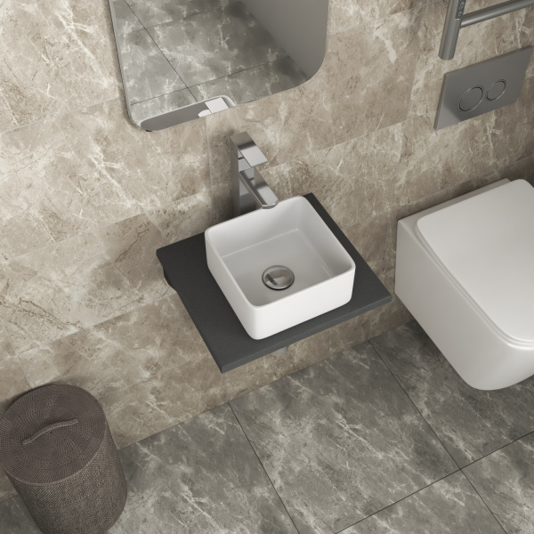 Столешница кварц под накладную раковину BAU Hotel 40 с кронштейнами, серый металлик- MRY0008