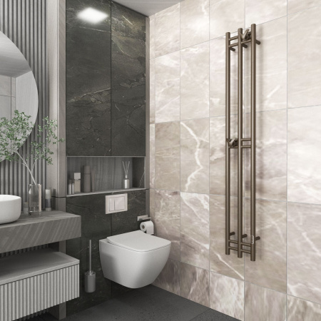 Полотенцесушитель дизайнерский электрический, BAU Stella 25х160, 3 коллектора, 2 крючка, антикварная бронза
