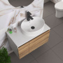 Комплект для ванной, 4 предмета (Тумба подвесная Bau Blackwood 80 + Раковина BAU 51х41, с отв. под см-ль + Смеситель Hotel Black, выпуск черный)