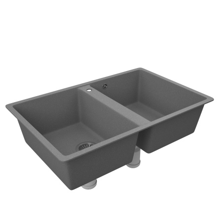 Мойка для кухни двойная чаша BAU Stil Gray stone 77х50, выпуск с сифоном в комплекте, серый камень