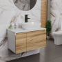Комплект для ванной, 3 предмета (Тумба подвесная Bau Blackwood 80 + Раковина BAU 48х34, Смеситель высокий Hotel Black, черный)
