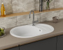 Мойка для кухни оборачиваемая овальная BAU Nimb White snow 78х50, выпуск с сифоном в комплекте, белый снег