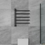 Полотенцесушитель дизайнерский электрический BAU Nimb Elegant Black 60х50, подключение нижнее, черный матовый