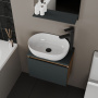 Комплект для ванной, 4 предмета (Тумба подвесная Bau Blackwood 50 графит + Раковина BAU 48х34 + Смеситель высокий Hotel Black, черный, выпуск черный)