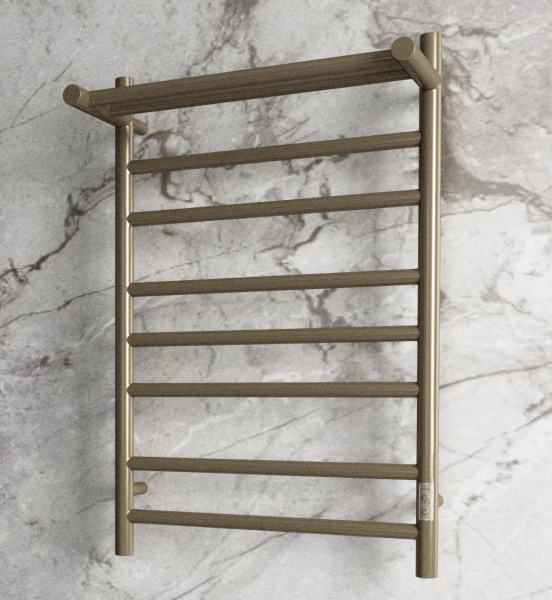 Полотенцесушитель электрический с полкой BAU Stil Shelf 50х80, 7 планок, универсальный, антикварная бронза