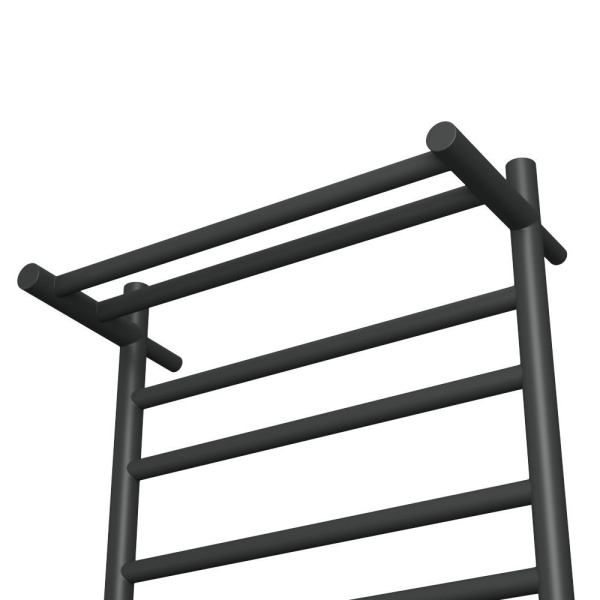 Полотенцесушитель электрический с полкой BAU Stil Shelf 40х80, 7 планок, универсальный, черный матовый RAL 9005