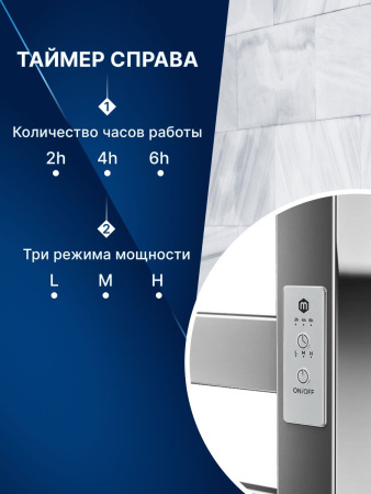 Полотенцесушитель электрический профильный Маргроид BAU В81/10 50х60, 2 вставки 3х3 размер 30*10 с таймером универсальный