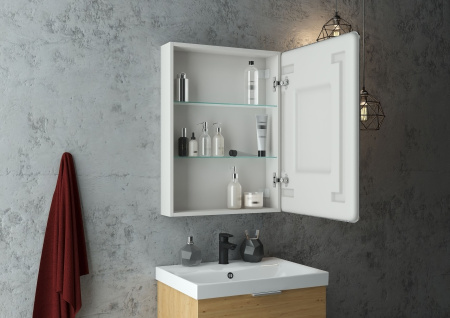 Зеркало-шкаф Bau Stil 60х80, LED подсветка, сенсор, плавное закрывание, оборачиваемый