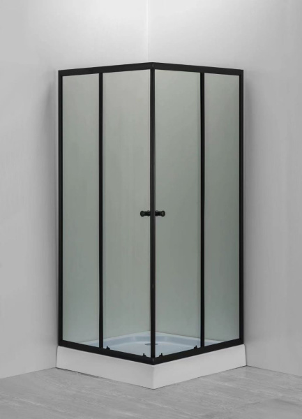 Душевой уголок BAU Stil Hit Black с поддоном 100x100х195, прозрачное закаленное стекло, черный профиль