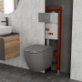 Комплект BAU 6 в 1: инсталляция BAU PRO, унитаз подвесной безободковый торнадо обратного потока Bau Dream 52х36 Hurricane-2, сиденье дюропласт микролифт, кнопка смыва Gun Grey, темно-серый металлик