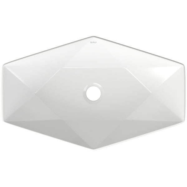 Раковина накладная со смесителем (на столешницу BAU Crystal 64х40, белая + смеситель высокий Hotel Black, черный)