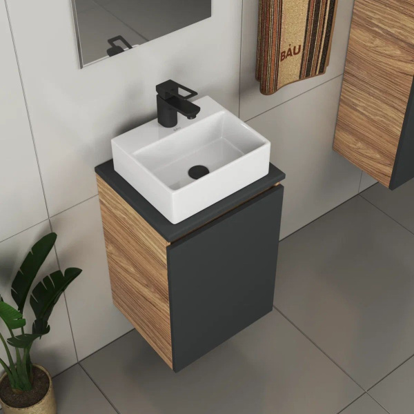 Раковина прямоугольная накладная BAU Cerama Mini 33х28, с отверстием под смеситель, белая