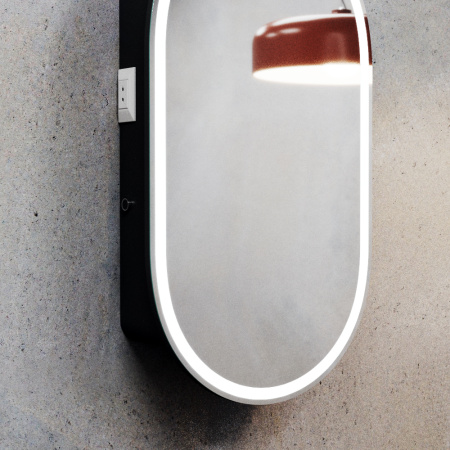 Зеркальный шкаф Bau Kups 45х80 Black Edition, LED, сенсор на взмах, лев/прав., черный